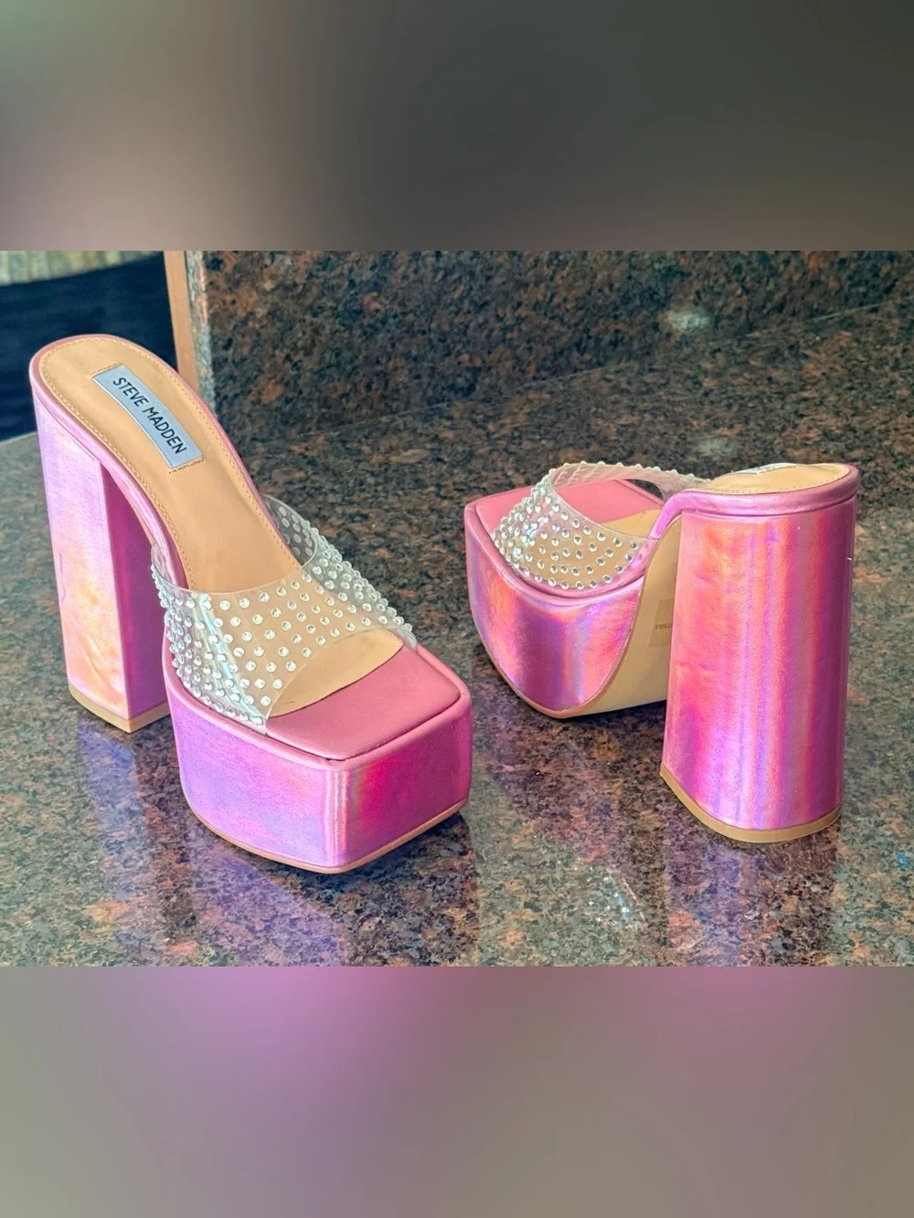 Steve Madden Women's Ruby Heeled Sandal Iridescent size 8